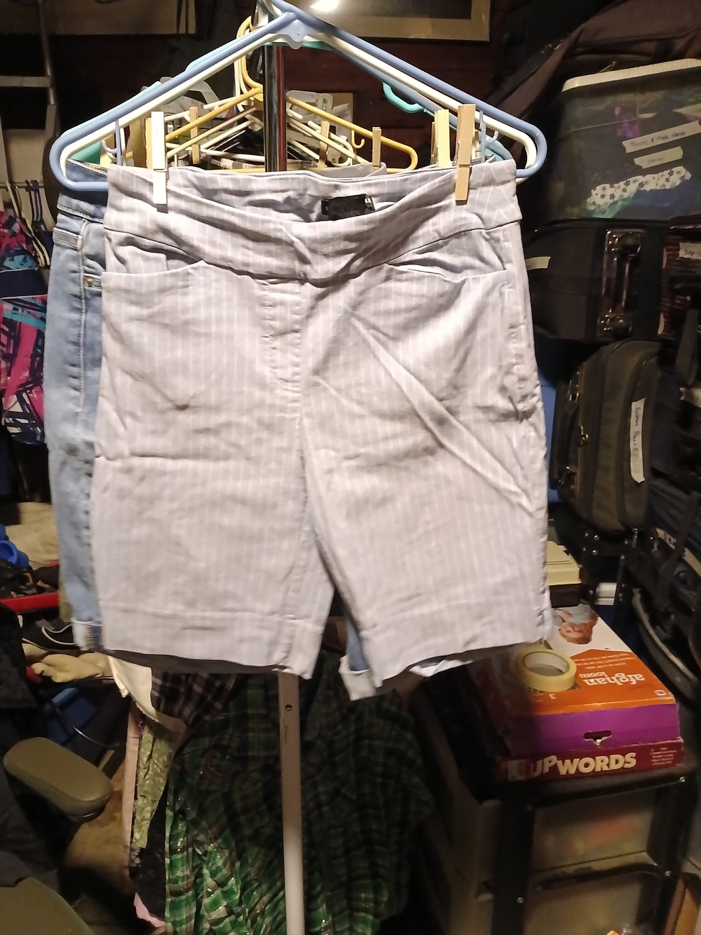 Hilary Radley Light Blue Pinstripe Bermuda Shorts